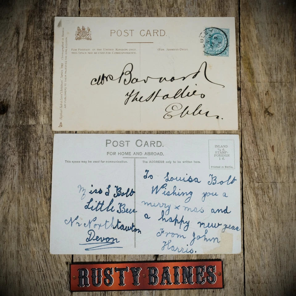 Pair of Better Quality Chromo-Litho Christmas Religious Postcards
