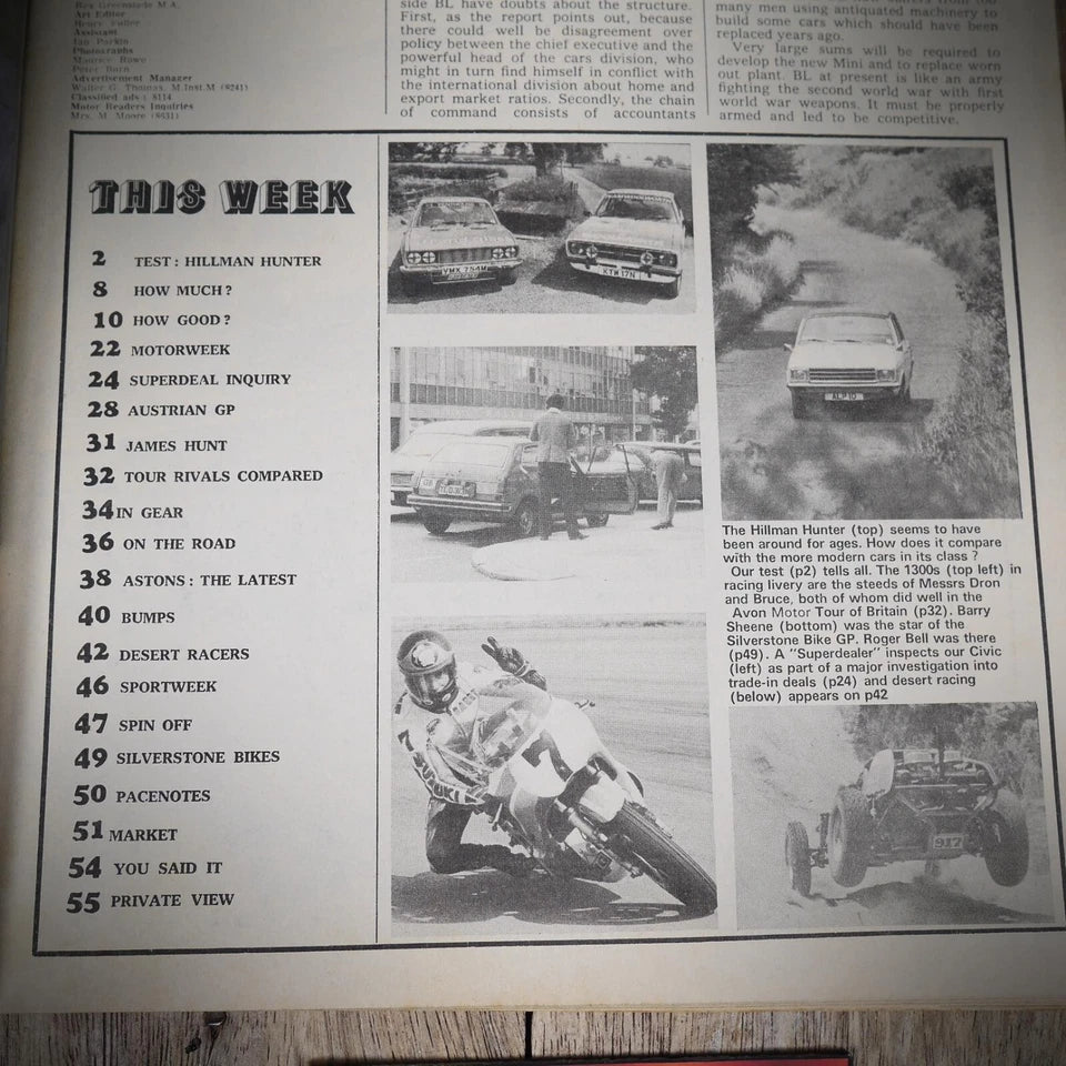 Vintage Back Issue Magazine Motor August 23 1975 Hillman Hunter, Aston Lagonda