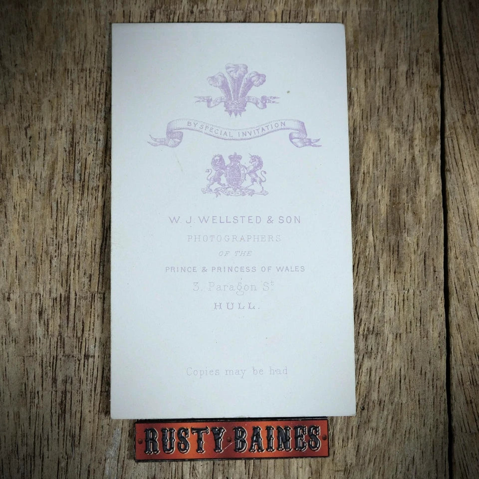 Carte de Visite (CDV) Portrait of Young Man with Antique Furniture, Hull, W J Wellsted