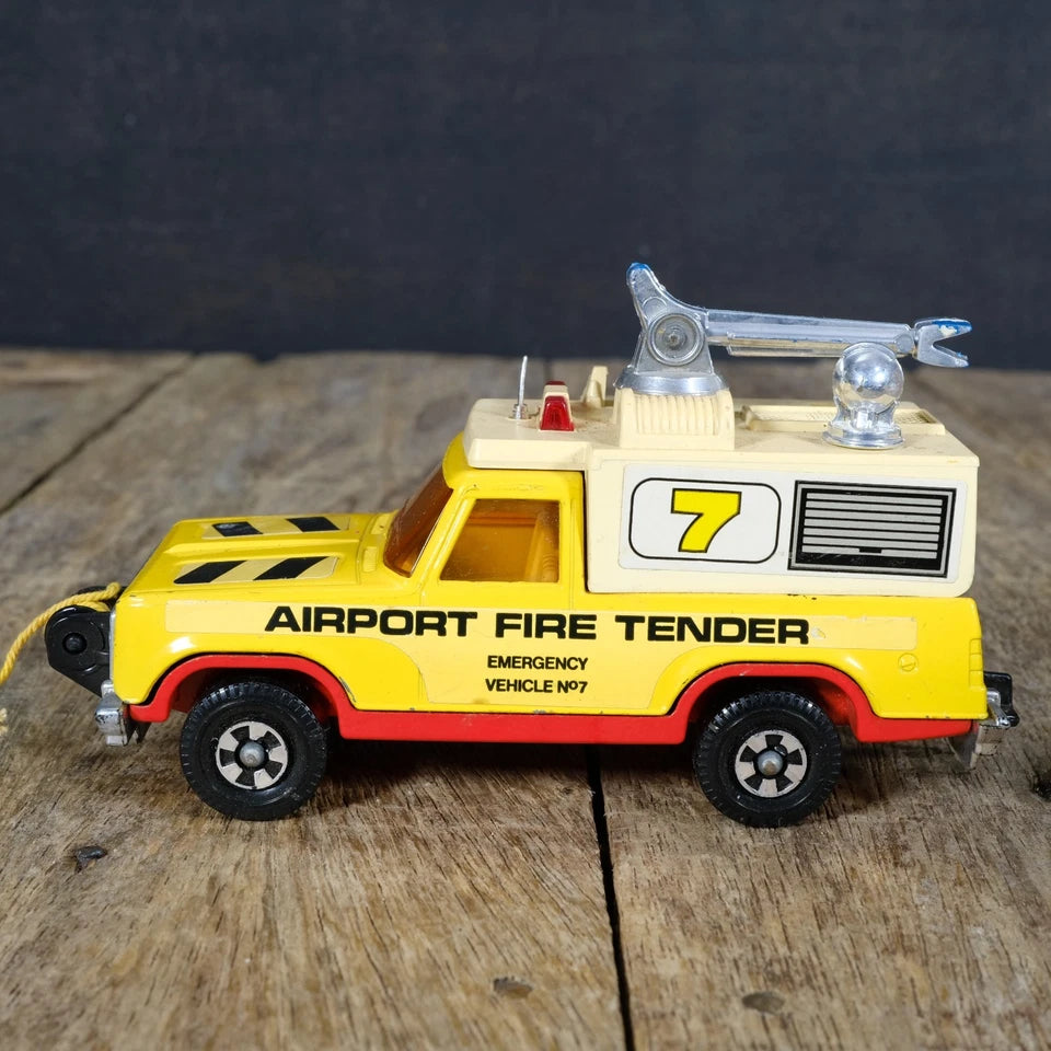 Original Vintage Matchbox Super Kings Plymouth Trail Buster, Airport Fire Truck