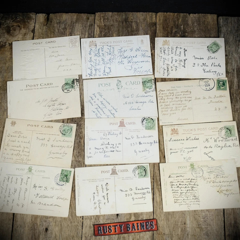 Bundle of Antique Postcards, Winter/Christmas Greetings x12