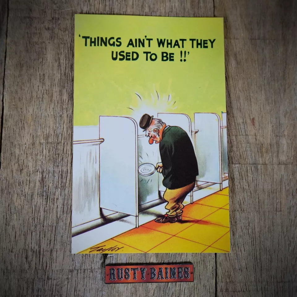 Vintage Postcard, Bamforth Comic, Urinal Toilet Humor, Old Man