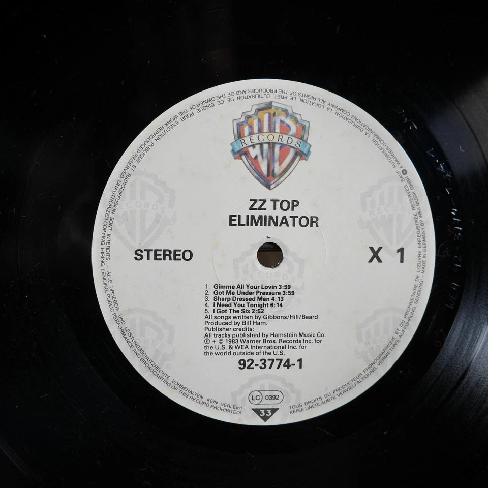 Record LP Album, ZZ Top, Eliminator