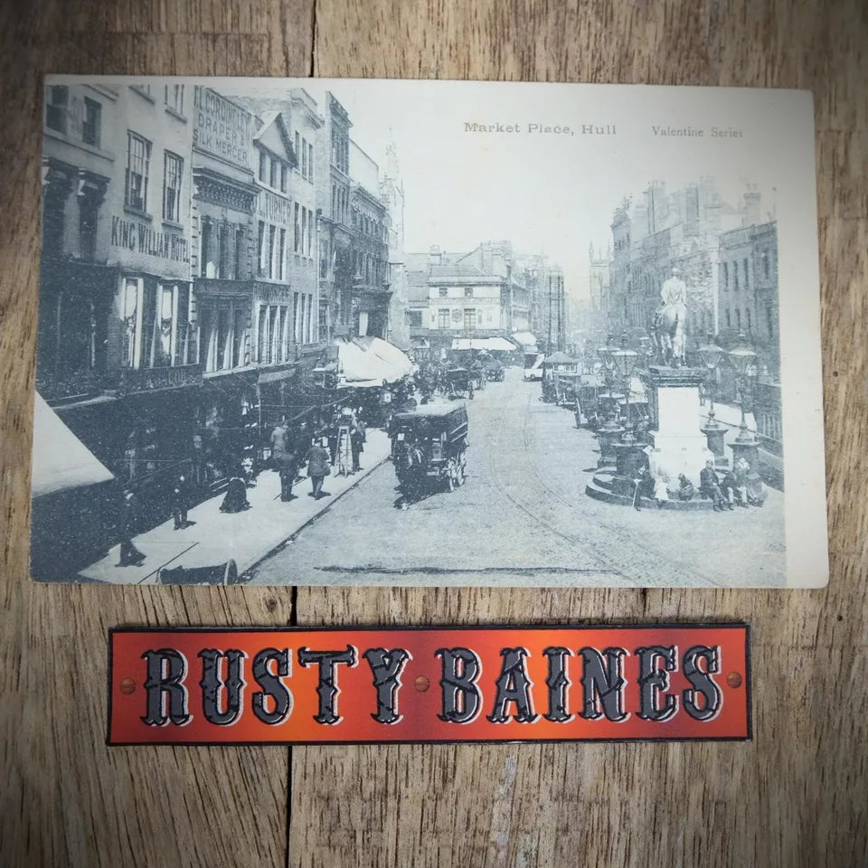 Postcard, Hull Market Place, Horse Drawn Bus, Printed