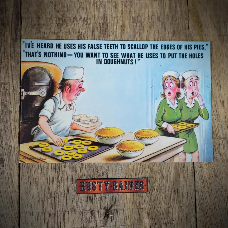 Vintage Rude Comic Postcard, Bamforth, Chef Baker, Pie Doughnut Maker