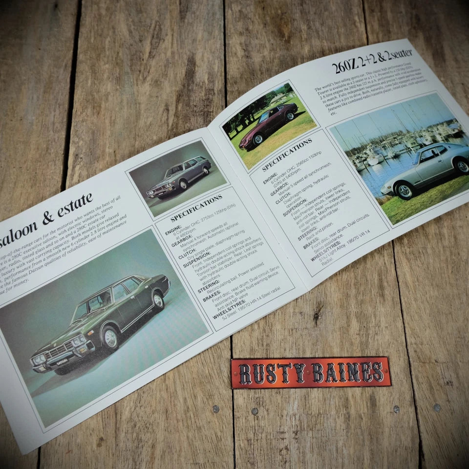 Sales Brochure, Datsun (Nissan) UK Range 1977 & Price List, 260Z, 120Y, Bluebird