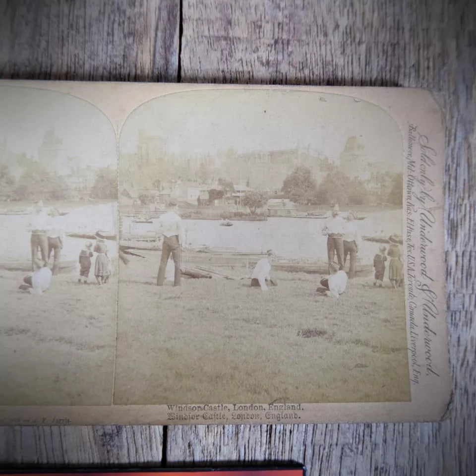 Stereoview Card, London, Windsor Castle, People