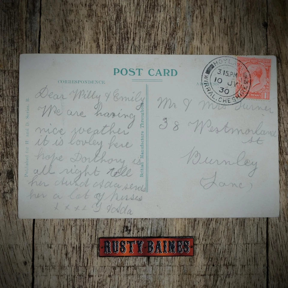 Postcard, Hoylake Beach, Wirral, Ellen Gonner Home, Printed