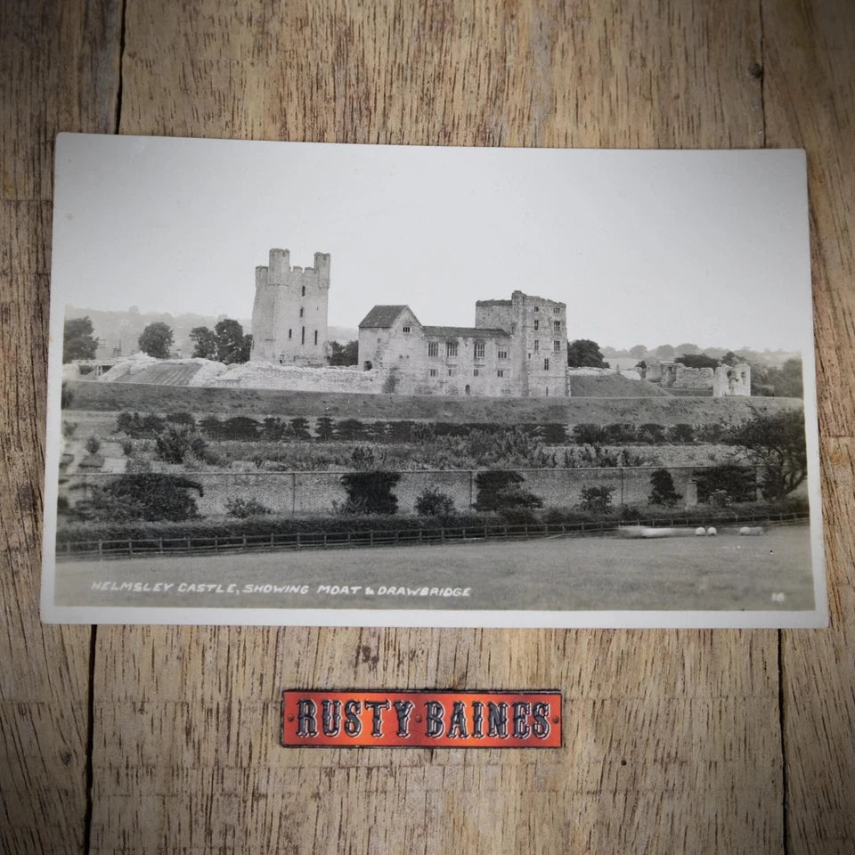 Postcard, Helmsley Castle Moat and Drawbridge, Real Photo