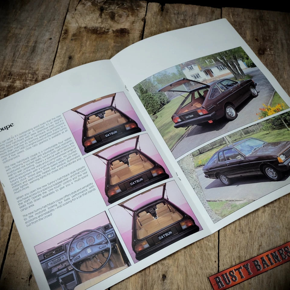 Sales Brochure, Datsun Sunny Saloon, Coupe, Estate, UK 1980
