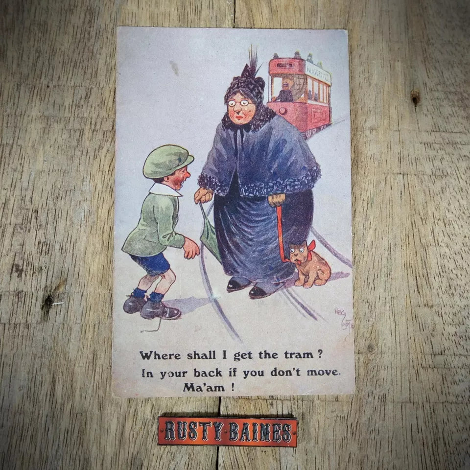 Postcard, Comic, Reg Carter, Cheeky Young Boy, Tram Accident