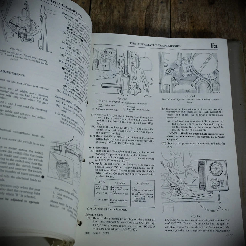 BMC Austin/Morris/Riley 1100 & Kestrel Factory Workshop Manual AKD 3615 E