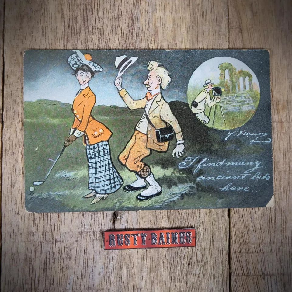 Vintage Postcard, Comic, Female Golfer, Camera, Photographer, H Fleury
