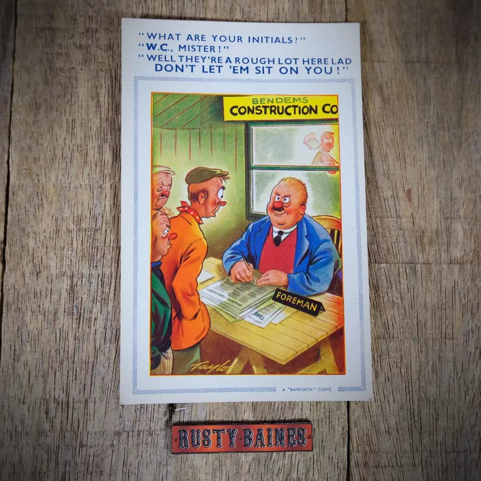 Vintage Postcard, Bamforth Comic, Building Site Work Foreman