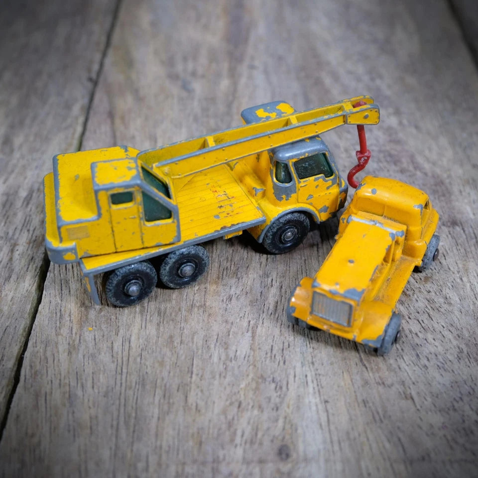 Pair of Vintage Matchbox Lesney Dodge Crane & Bedford Trucks, Playworn