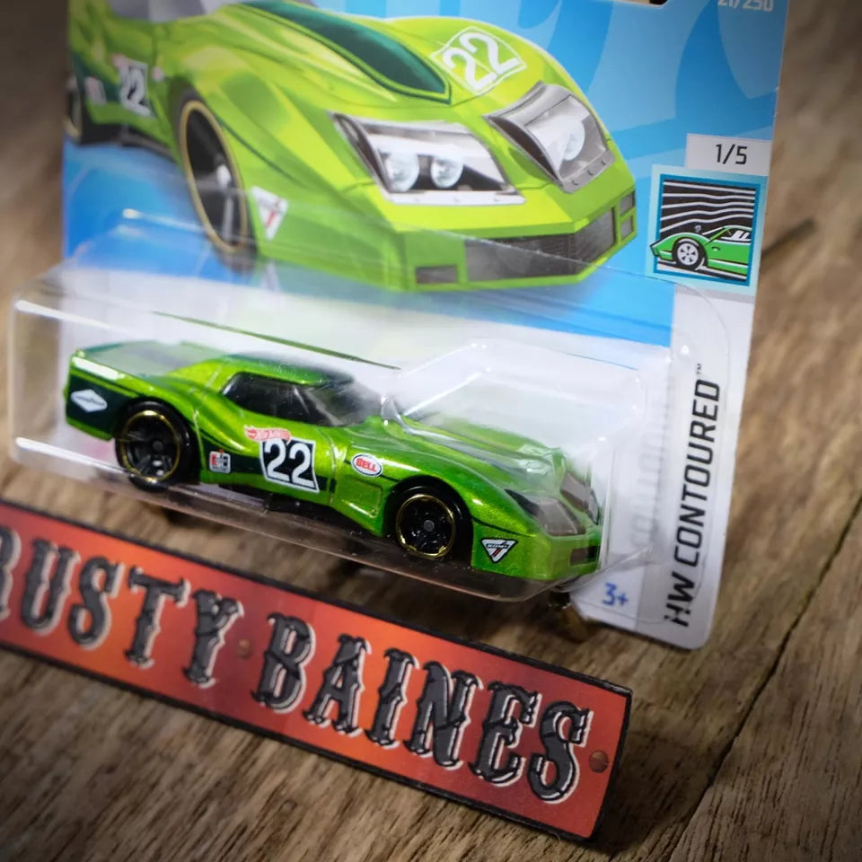 Hot Wheels, '76 Greenwood Chevy Corvette, Green, Short Card