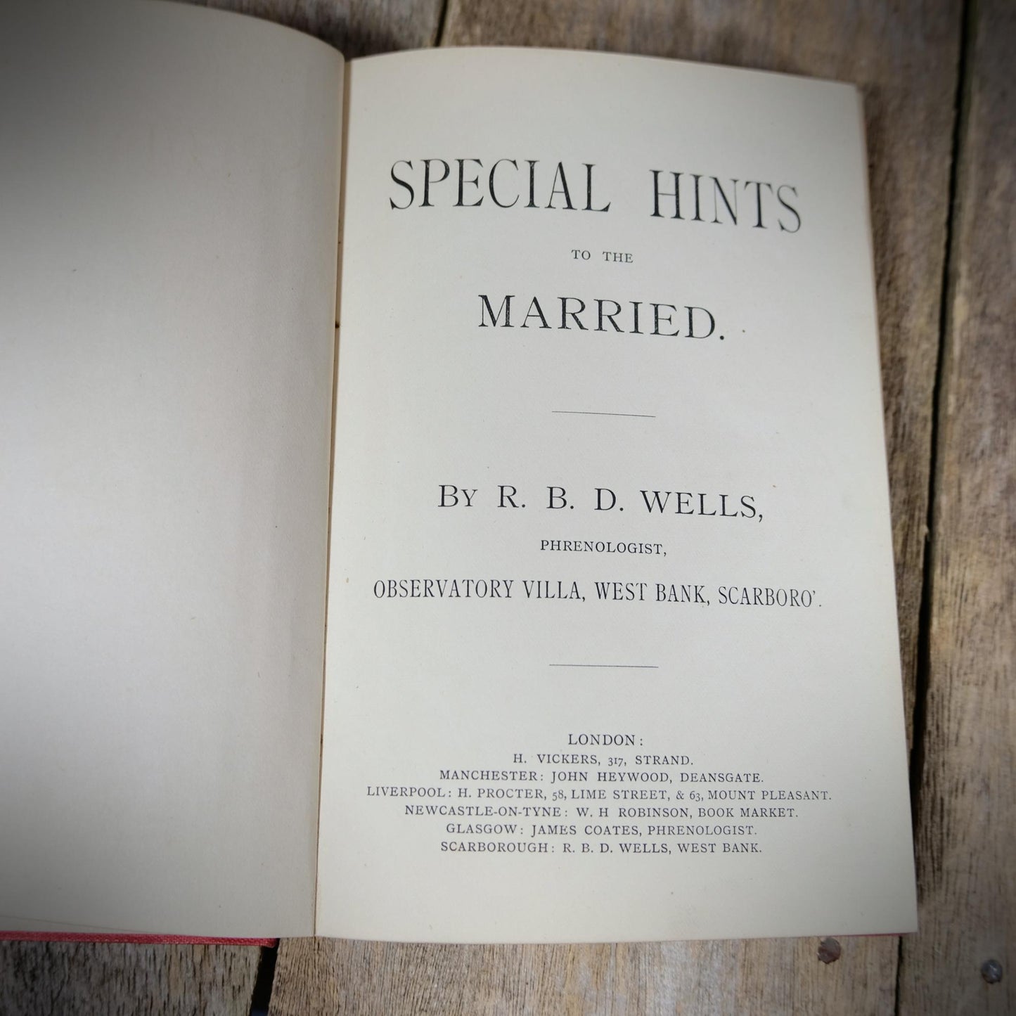 Special Hints to the Married, R.B.D. Wells, Sex Education, Undated Hardcover