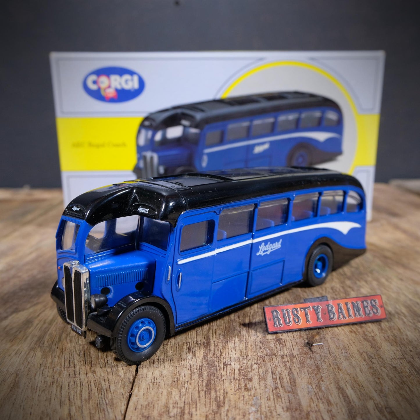 Corgi AEC Regal Coach, Ledgard Livery, Blue, Boxed