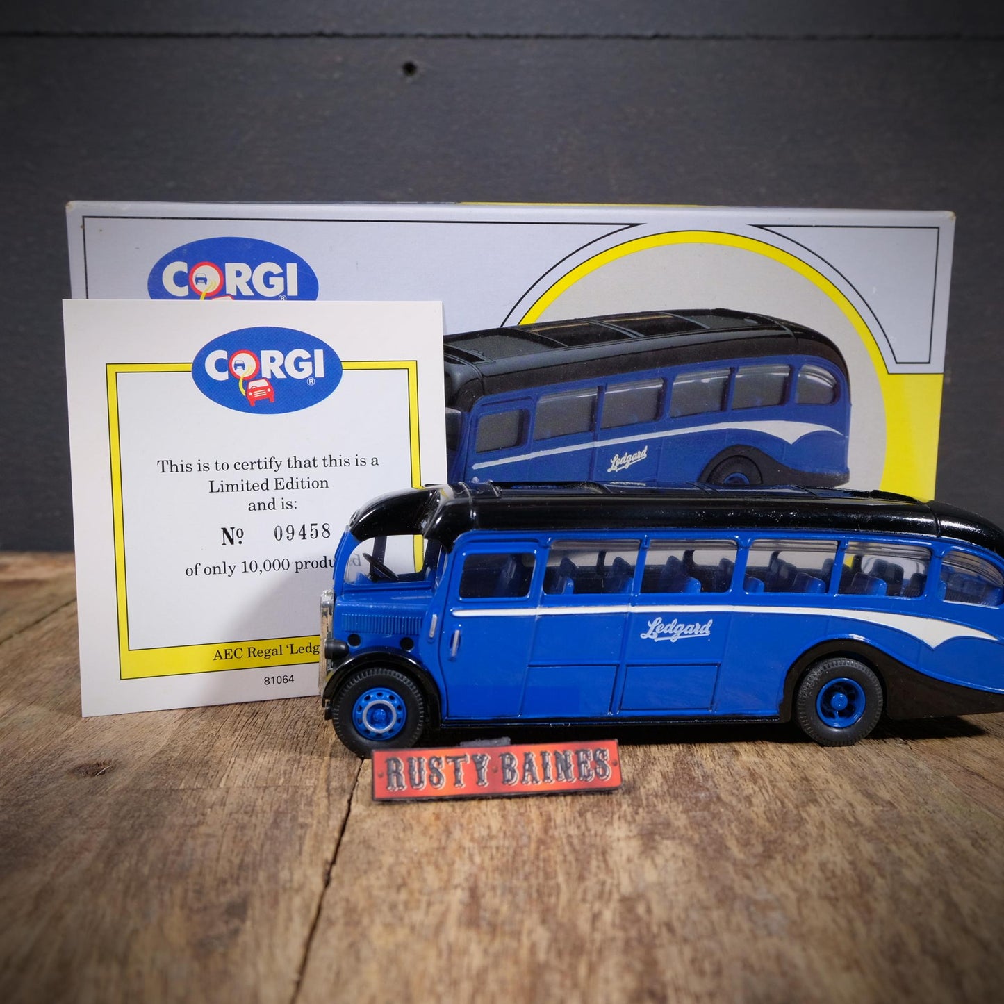 Corgi AEC Regal Coach, Ledgard Livery, Blue, Boxed