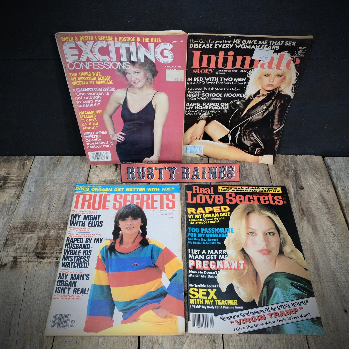 Vintage Men's Confessions, Sex Fantasy & Romance Stories, 1980s x4