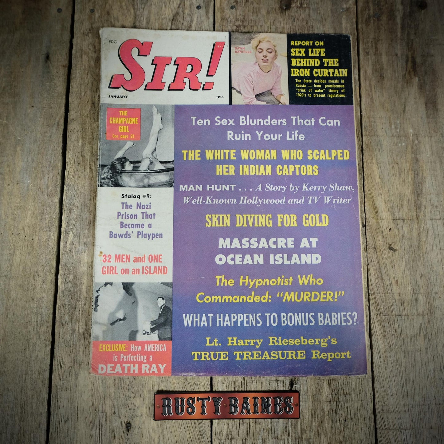 Vintage Men's U.S. Glamour/Pulp Magazine, Sir, January 1963 Glamour Girls, Fantasy Stories