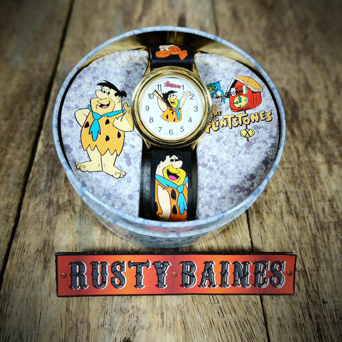 A 1990's Waltham Flintstones Watch in Original Tin