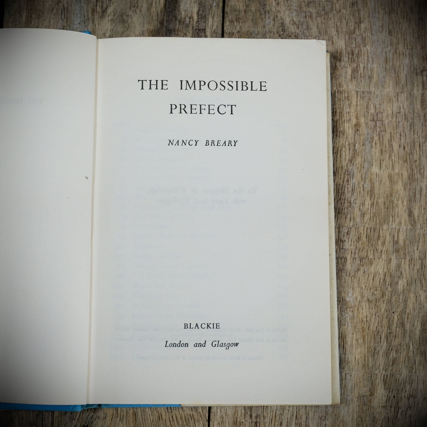 The Impossible Prefect, Nancy Breary, Blackie Undated Hardcover Vintage Children's Book