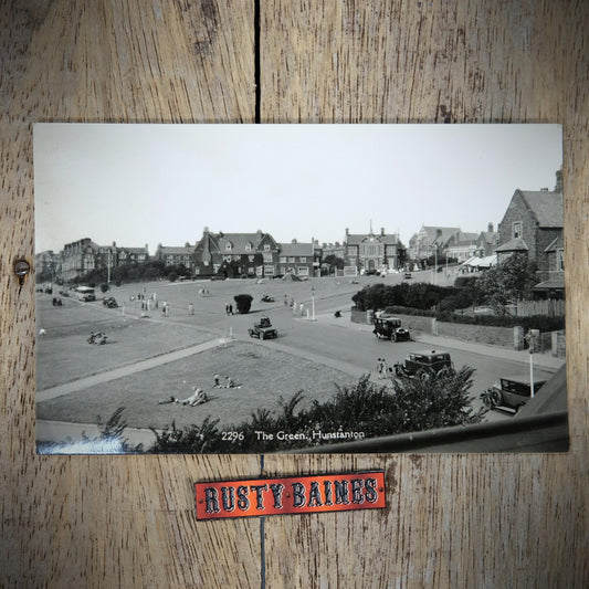 Postcard, Hunstanton, The Green, Vintage Cars, H Coates Real Photo