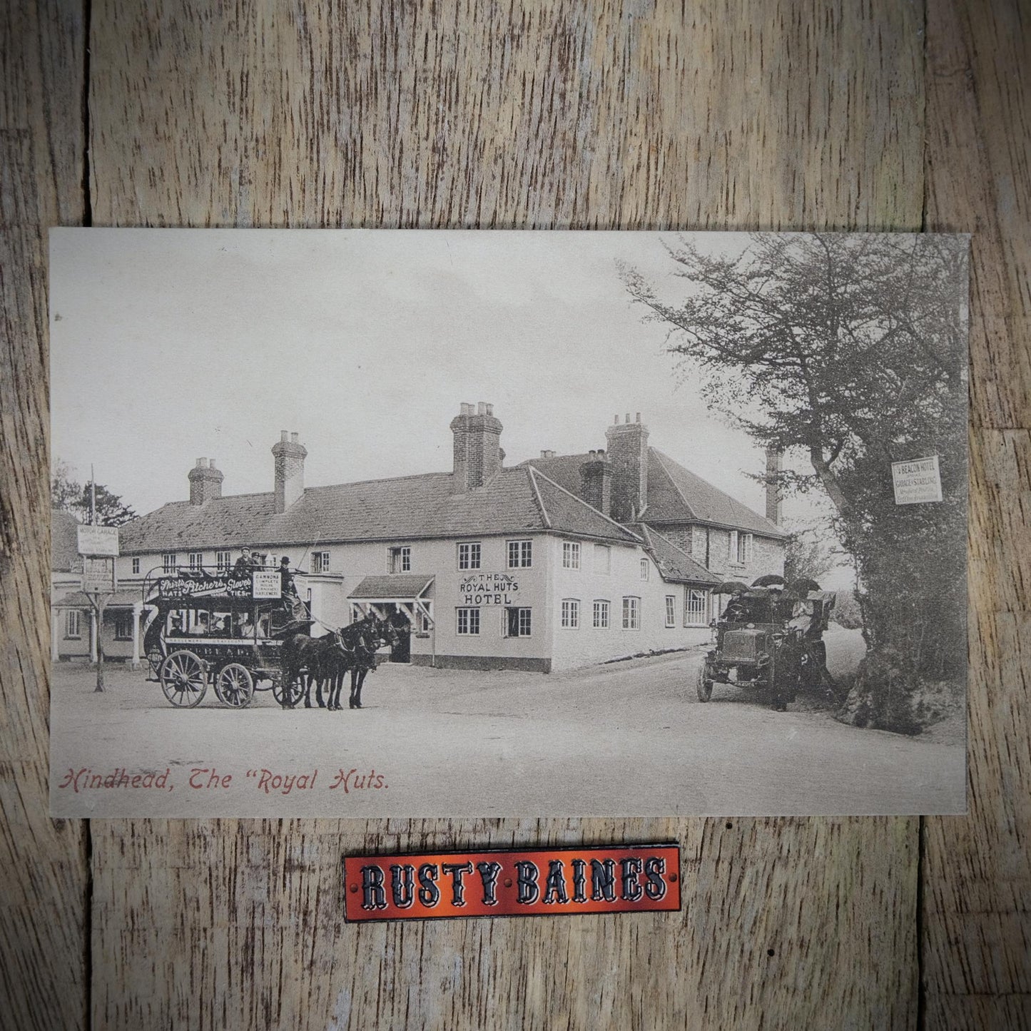 Postcard, Hindhead, The Royal Huts Hotel, Horse Drawn Bus, Printed