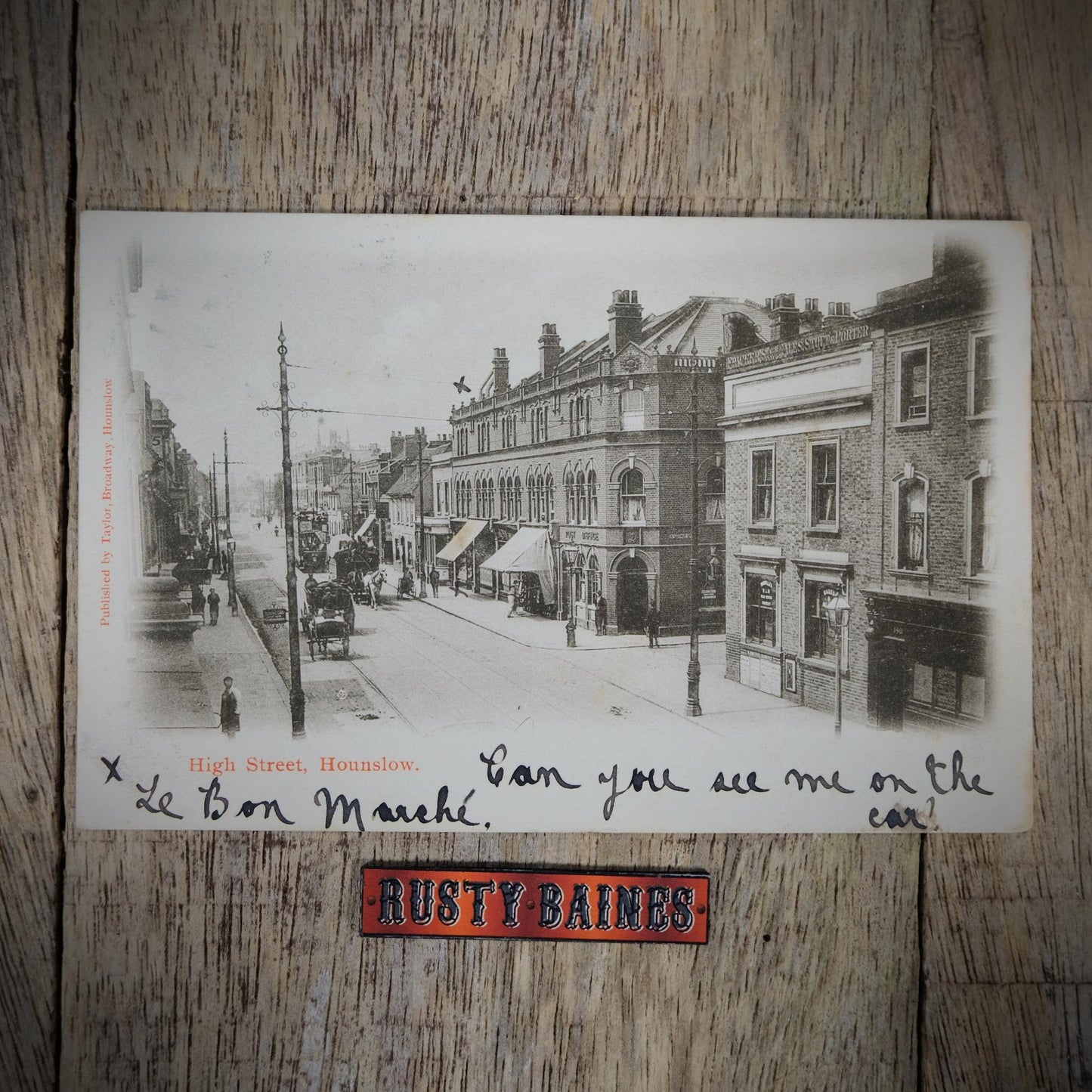 Postcard, Hounslow High Street 1904, Shops, Tram, Printed