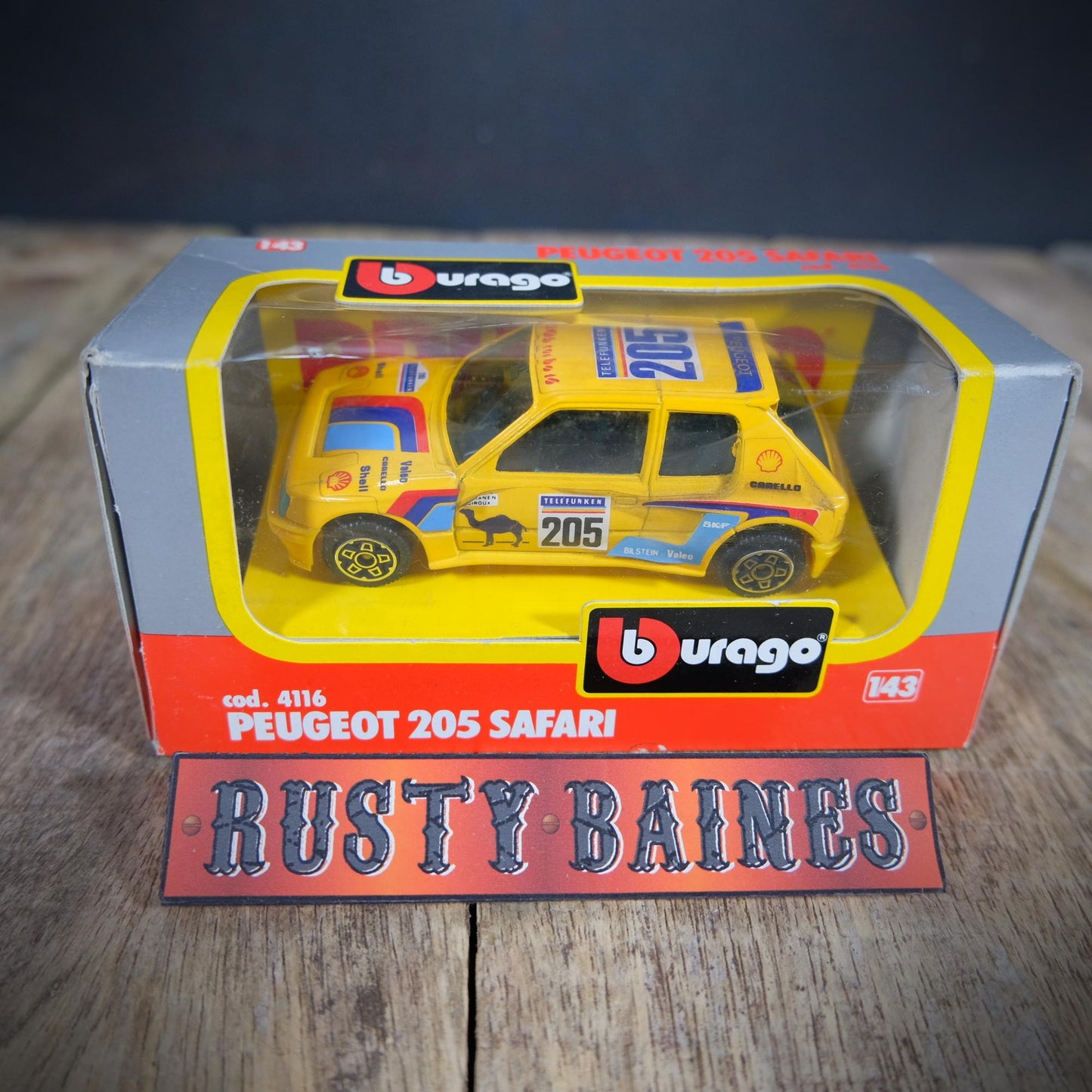 Bburago Peugeot 205 Safari Rally Car, 1/43 Scale, Boxed