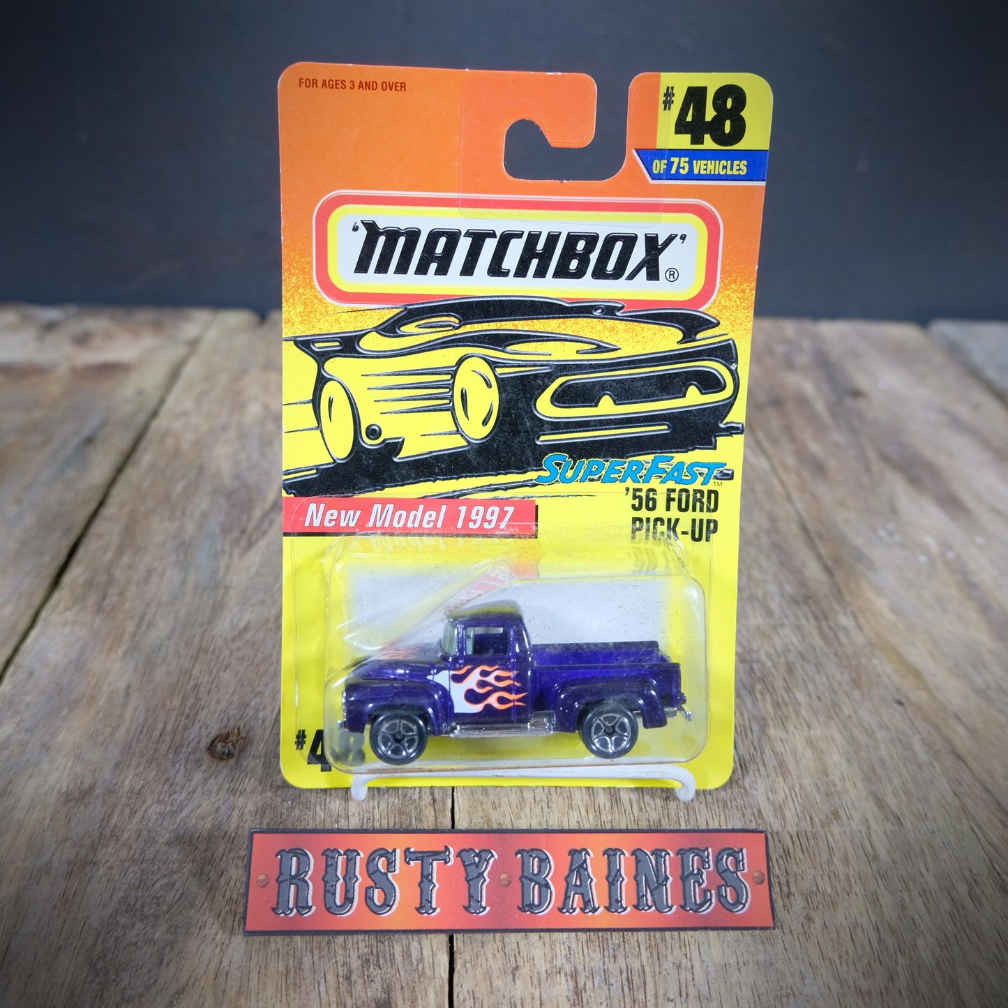 Matchbox '56 Ford Pick-Up Custom Flame Purple Flame, Carded, 1996/97