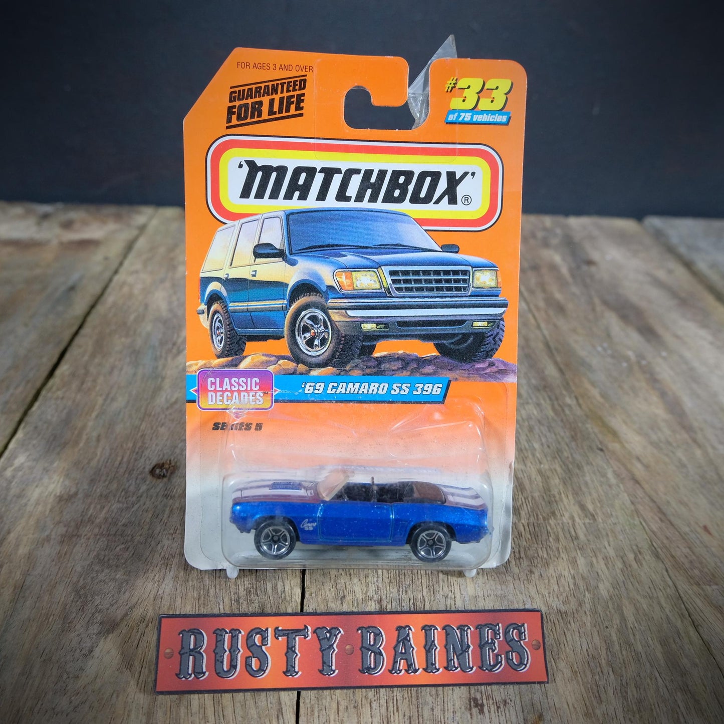 Matchbox '69 Chevy Camaro SS 396, Blue. Carded, 1998