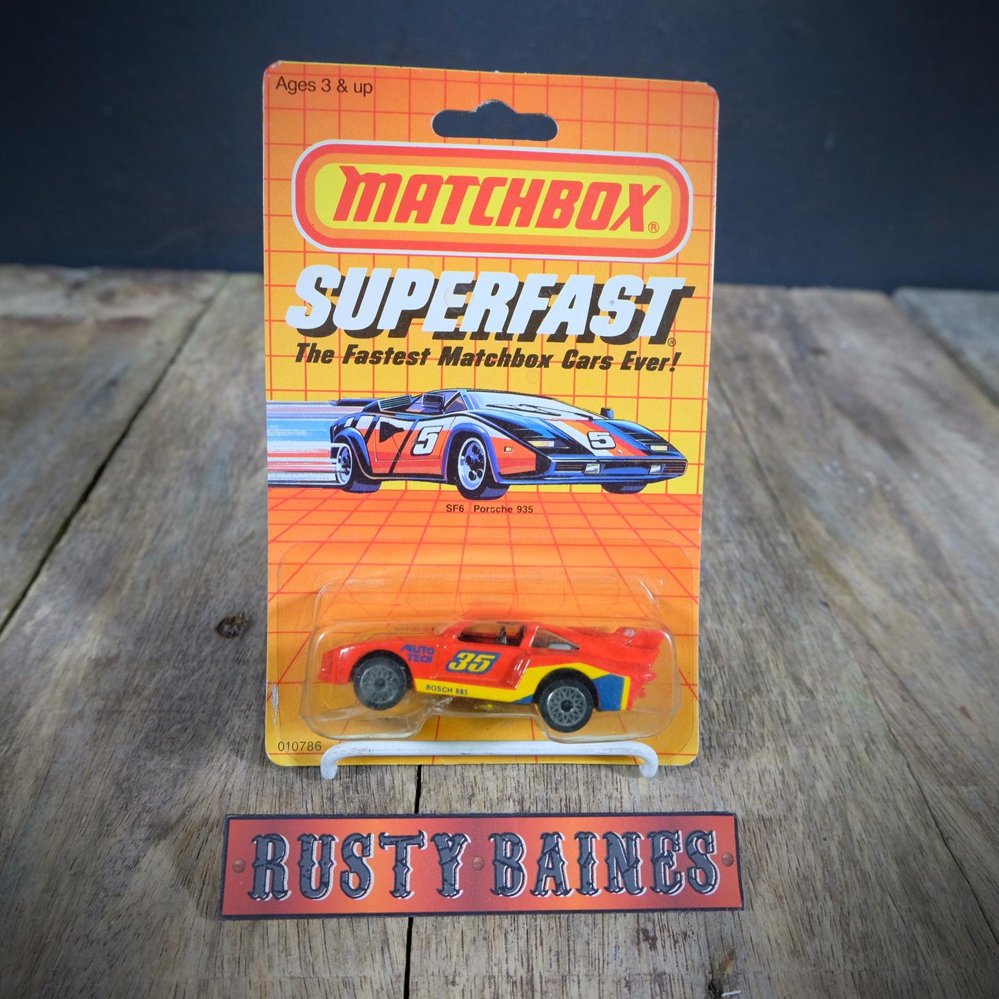 Matchbox SF6 Porsche 935, Red/Multi, Carded, 1985