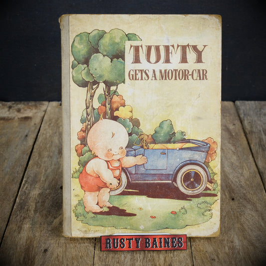 Tufty Gets a Motor Car, Truus Vinger Illustrated, Undated Vintage Children's Hardcover Board Book