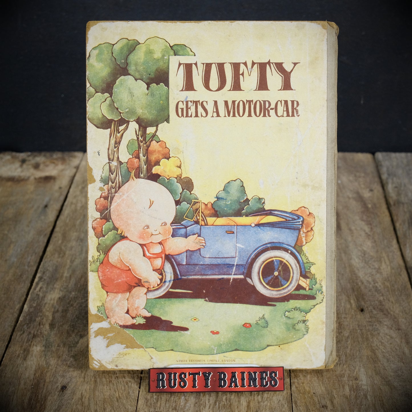 Tufty Gets a Motor Car, Truus Vinger Illustrated, Undated Vintage Children's Hardcover Board Book