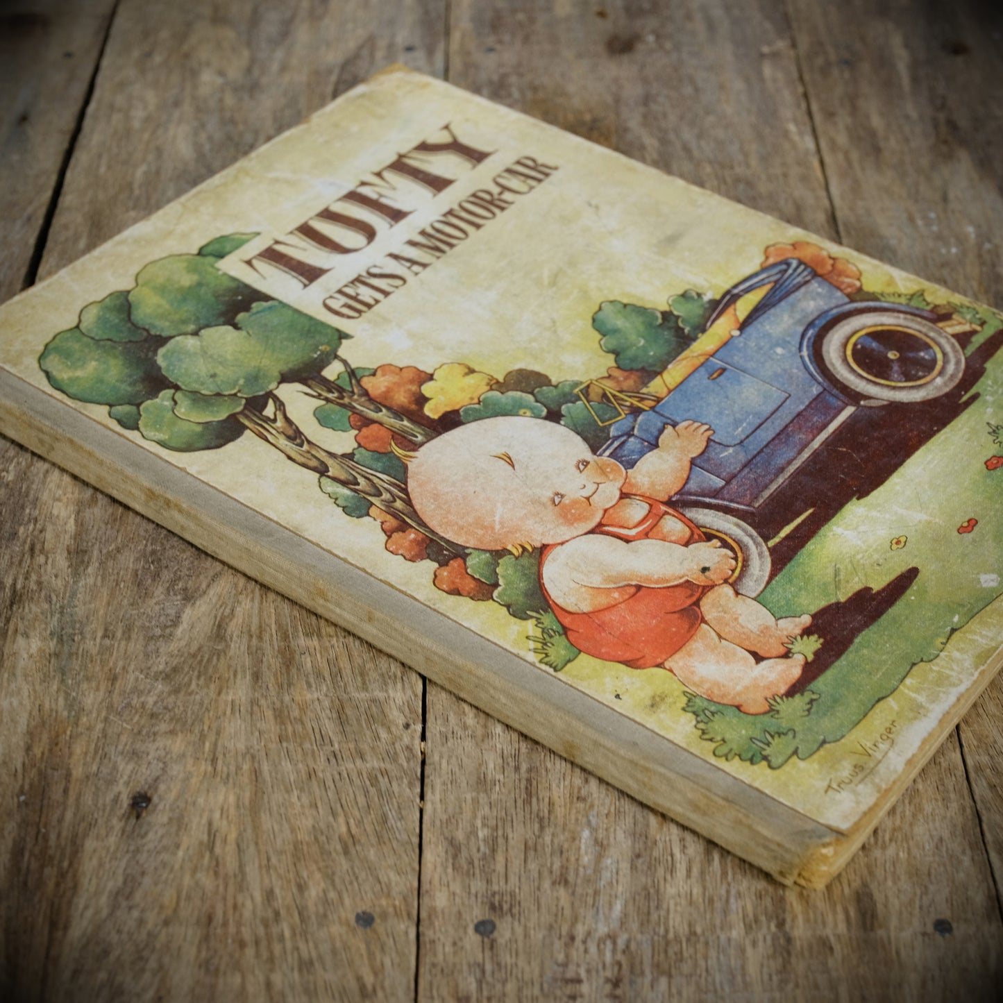 Tufty Gets a Motor Car, Truus Vinger Illustrated, Undated Vintage Children's Hardcover Board Book