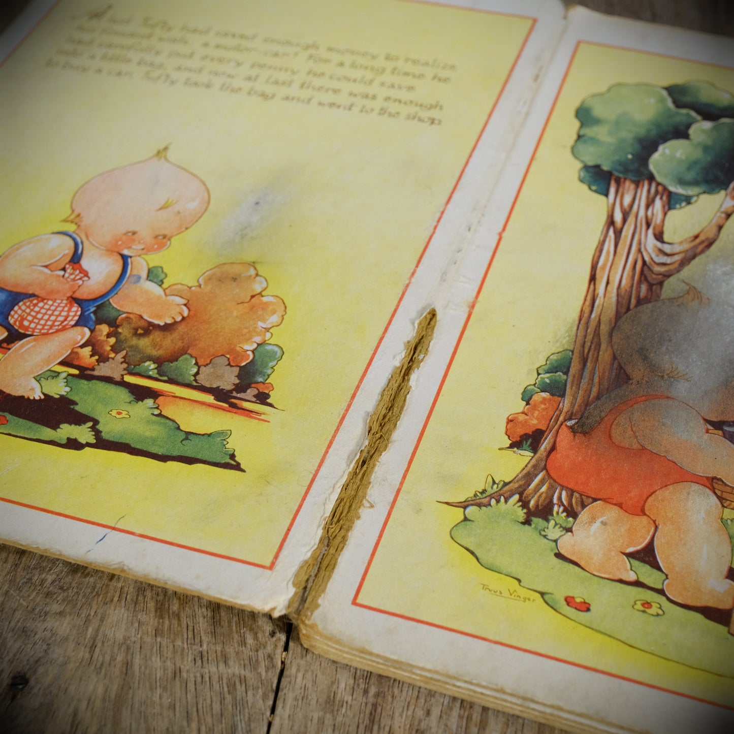 Tufty Gets a Motor Car, Truus Vinger Illustrated, Undated Vintage Children's Hardcover Board Book