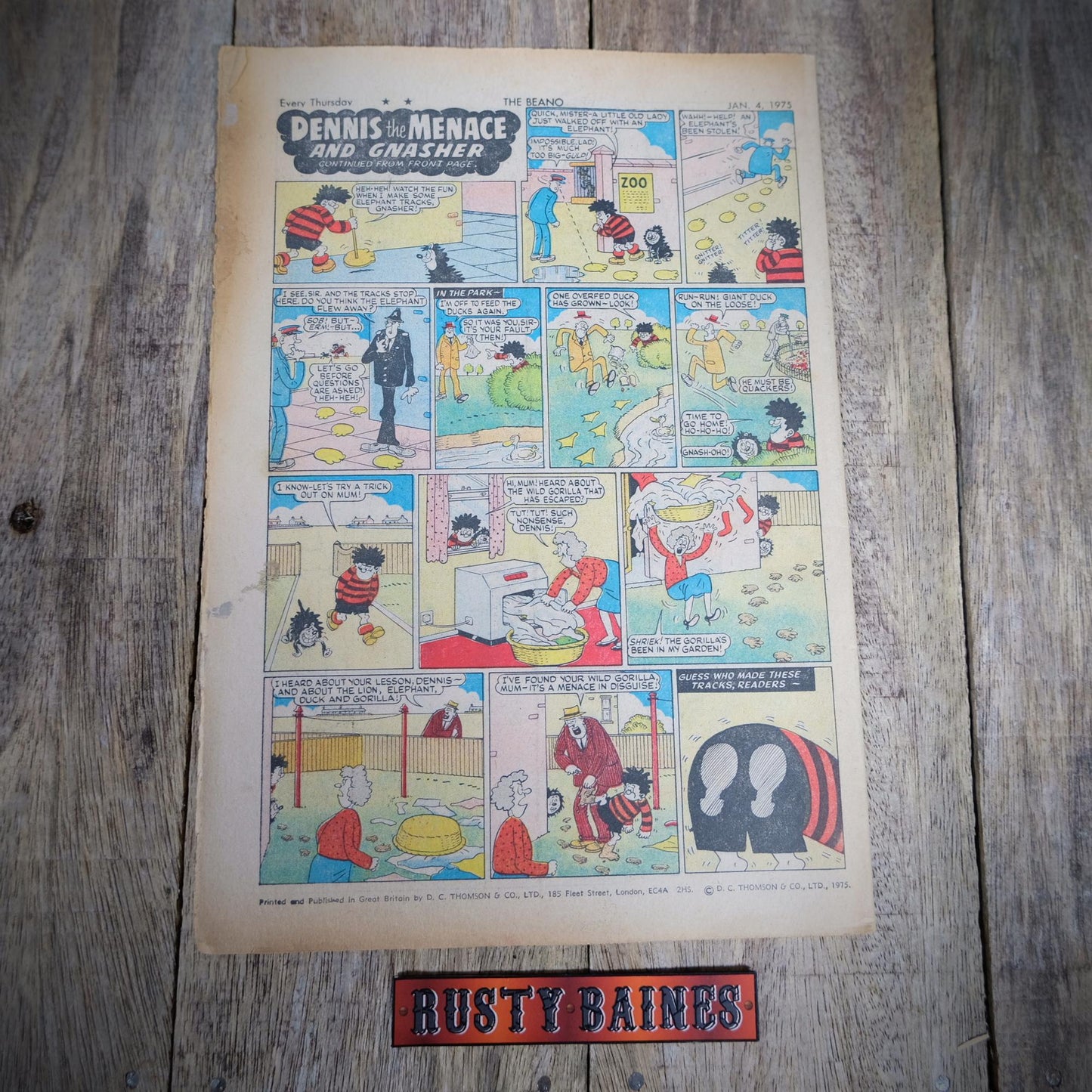 British Comic, The Beano #1694 January 4th 1975