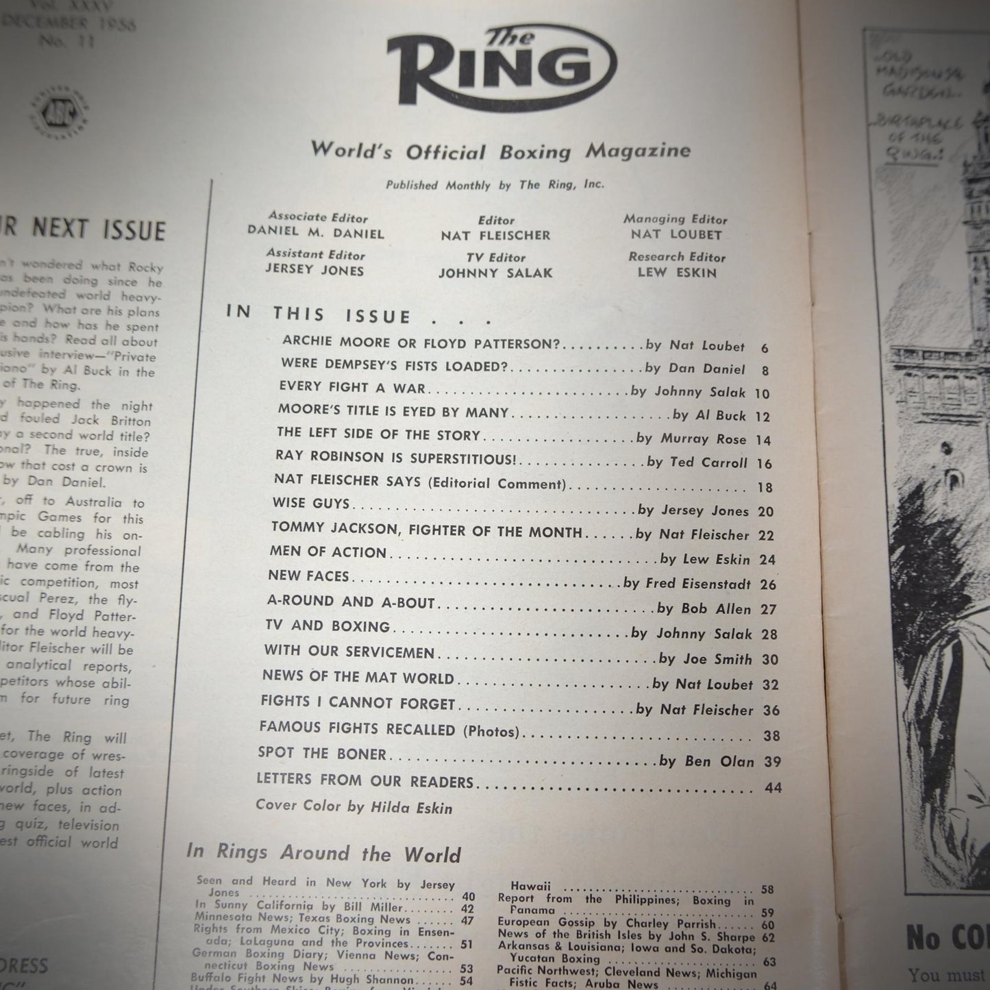 Vintage Boxing Magazine, The Ring December 1956/January 1957 Issue, Archie Moore/Floyd Patterson