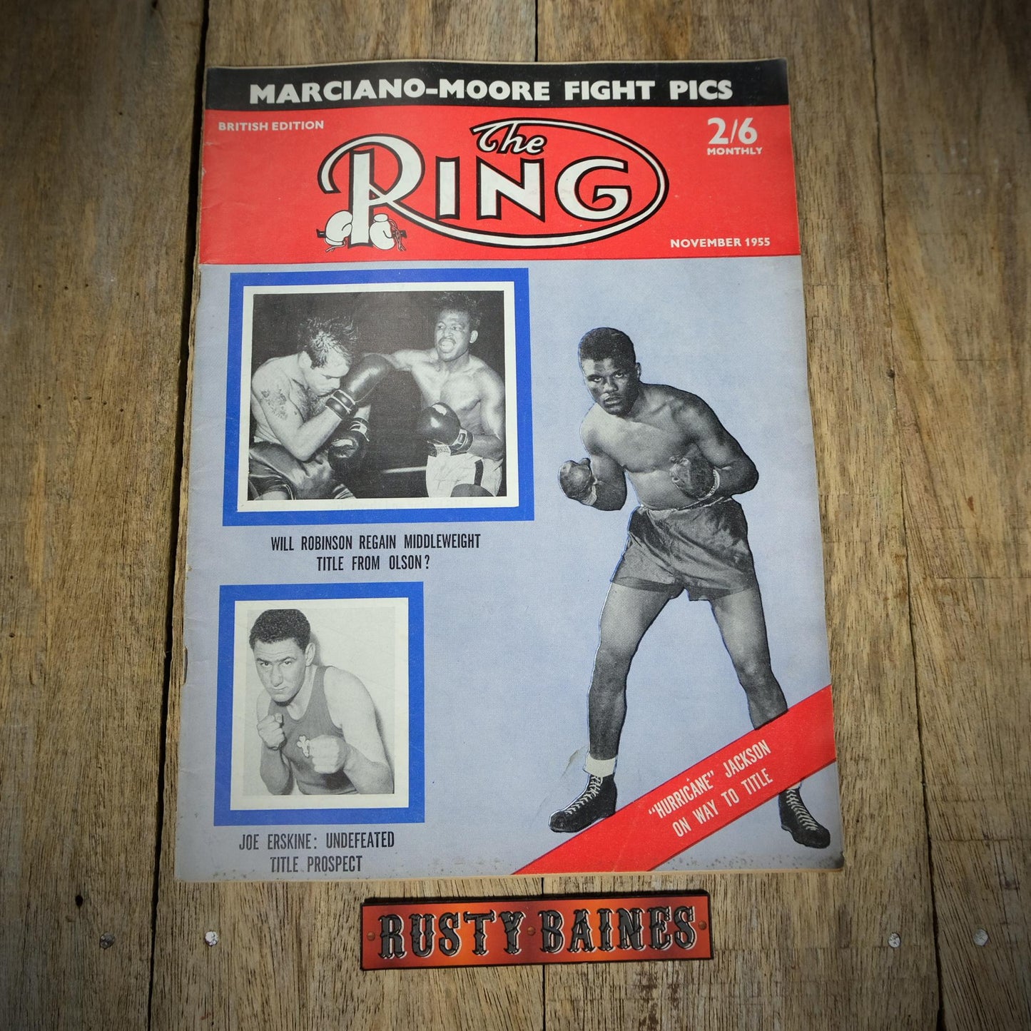 Vintage Boxing Magazine, The Ring November 1955, Sugar Ray Robinson, Hurricane Tommy Jackson