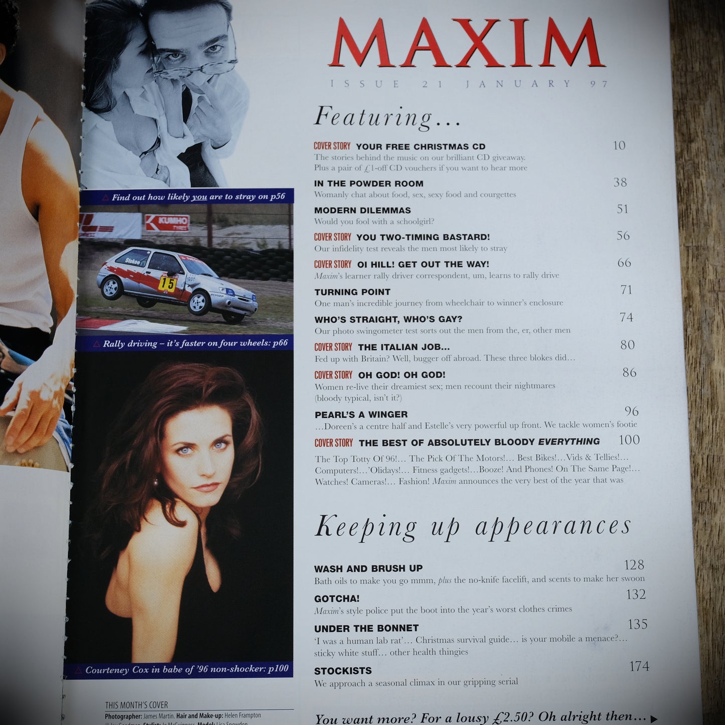 Maxim Magazine January 1997, Lisa Snowdon, Sex Advice, Fashion and More