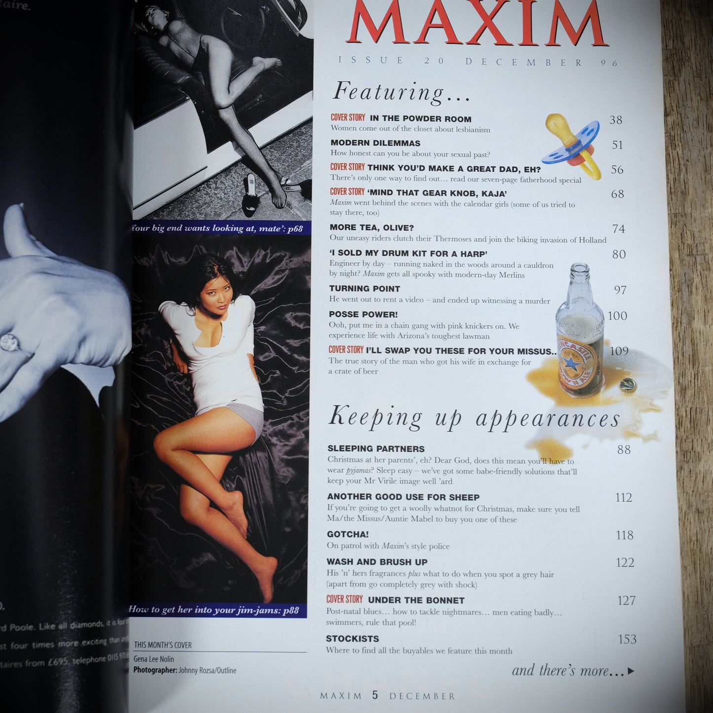 Maxim Magazine December 1996 Gena Lee, Glamour Models in Cars, Fashion