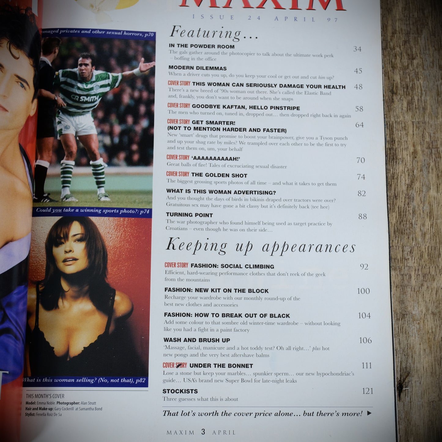 Maxim Magazine April 1997, Emma Noble Cover, Female Sexuality in Advertising