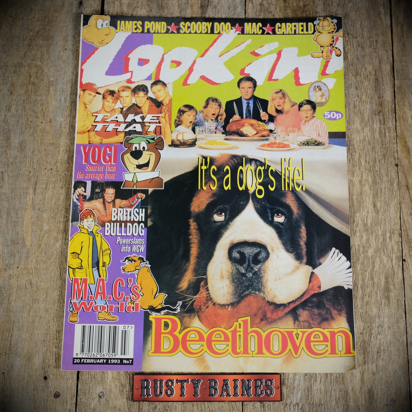 Retro Look-In Magazine 20th February 1993 Beethoven Movie Poster, James Pond Comic Strip, Take That