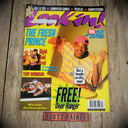 Retro Look-In Magazine 28th March 1992, Fresh Prince of Bel Air Poster, Tony Robinson