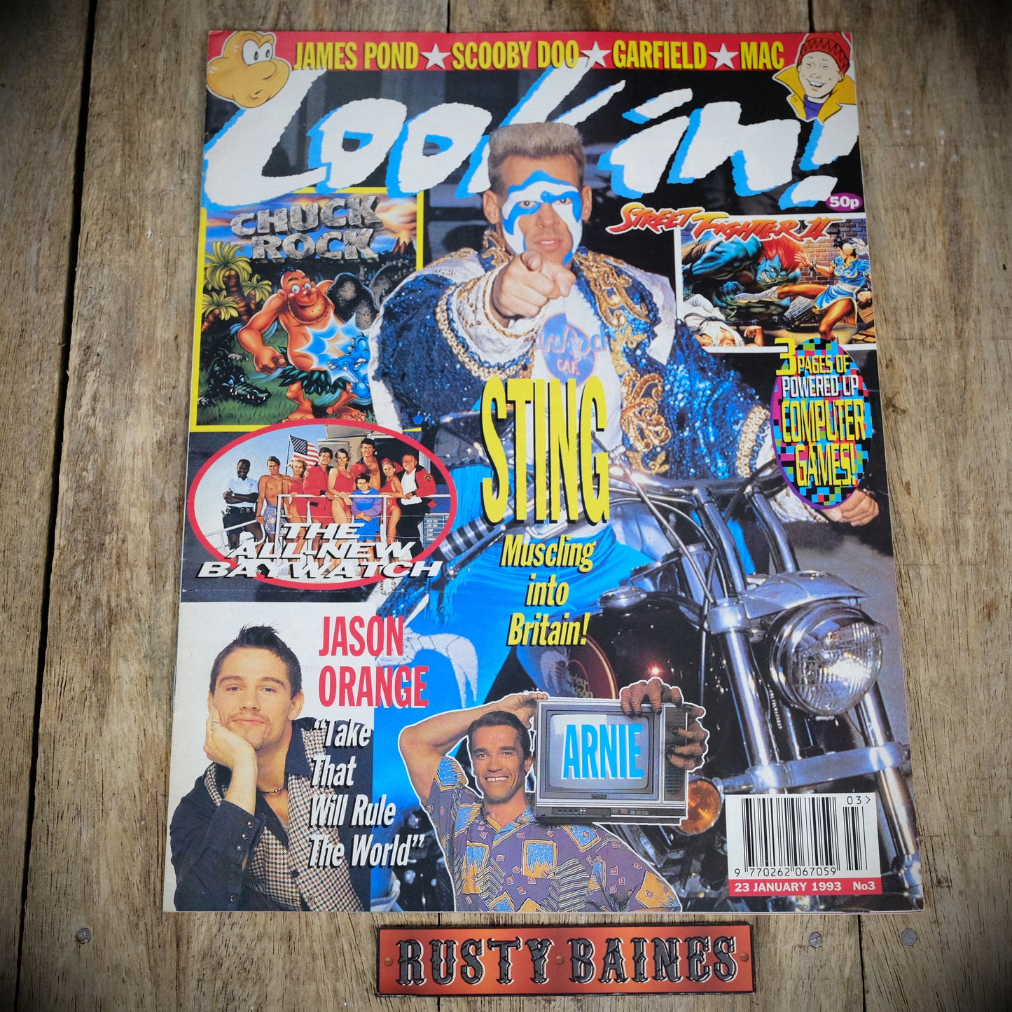 Retro Look-In Magazine 23rd January 1993, Baywatch Poster, Take That, WWF