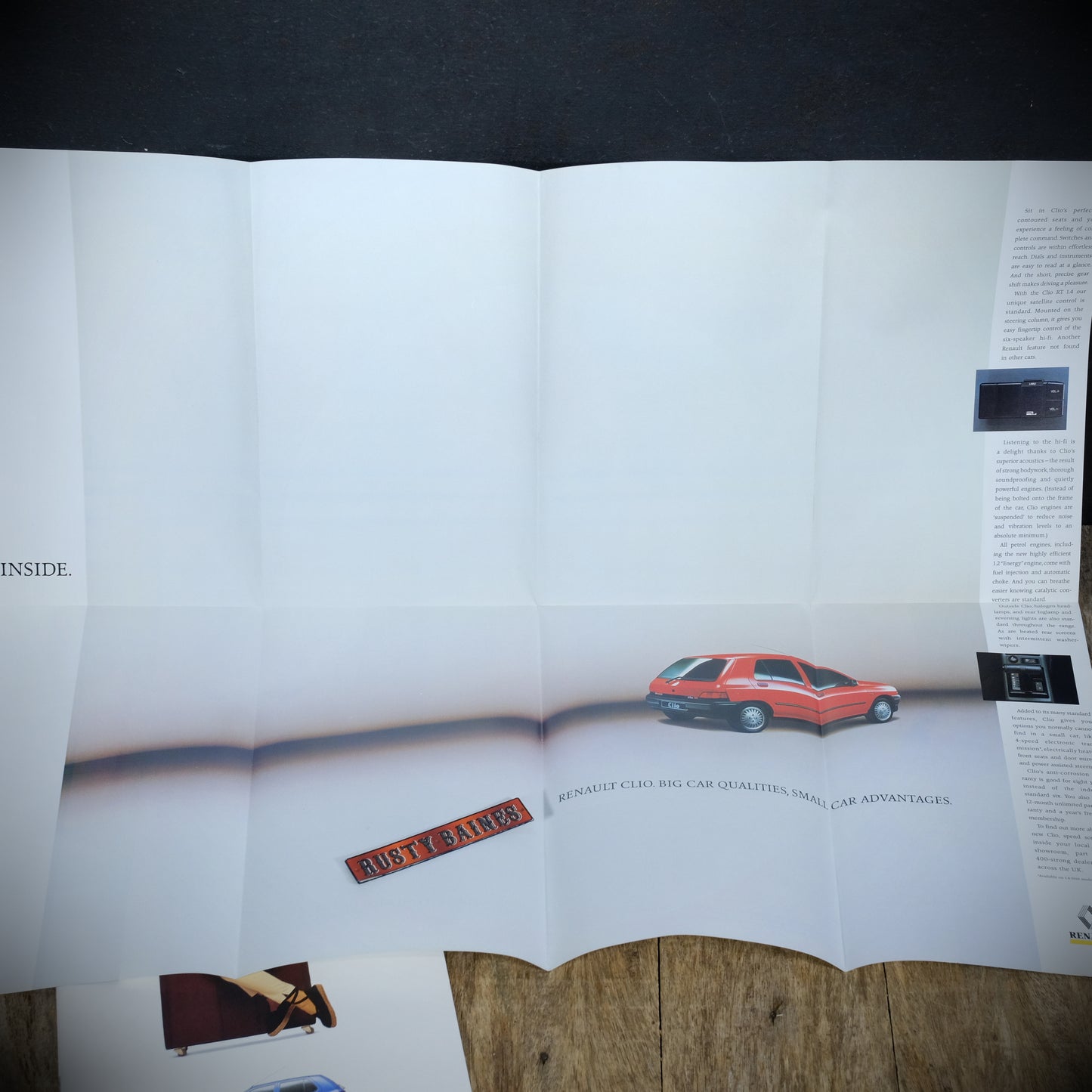 Car Sales Brochure Renault Clio, RL RN RT RSi 16V Baccara Plus Poster Style Version from 1991