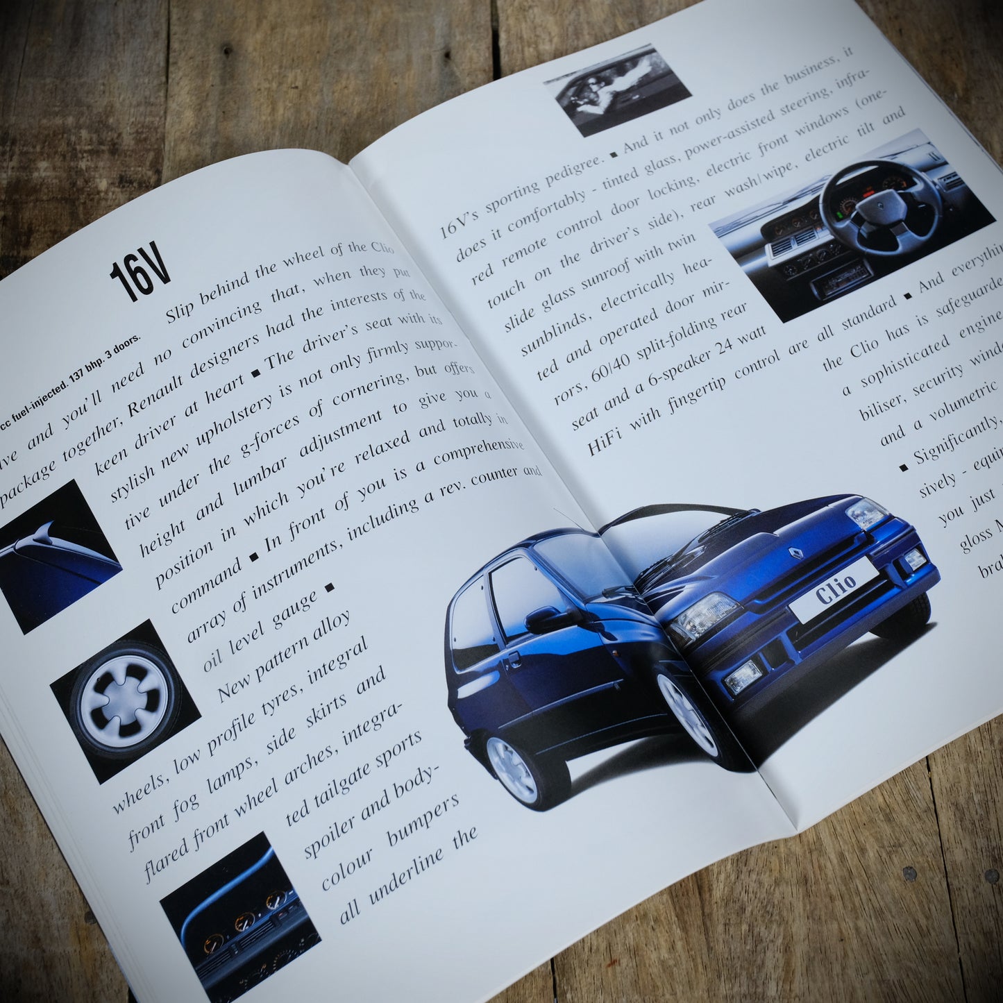 Car Sales Brochure Renault Clio, RL RN RT RSi 16V Baccara Plus Poster Style Version from 1991