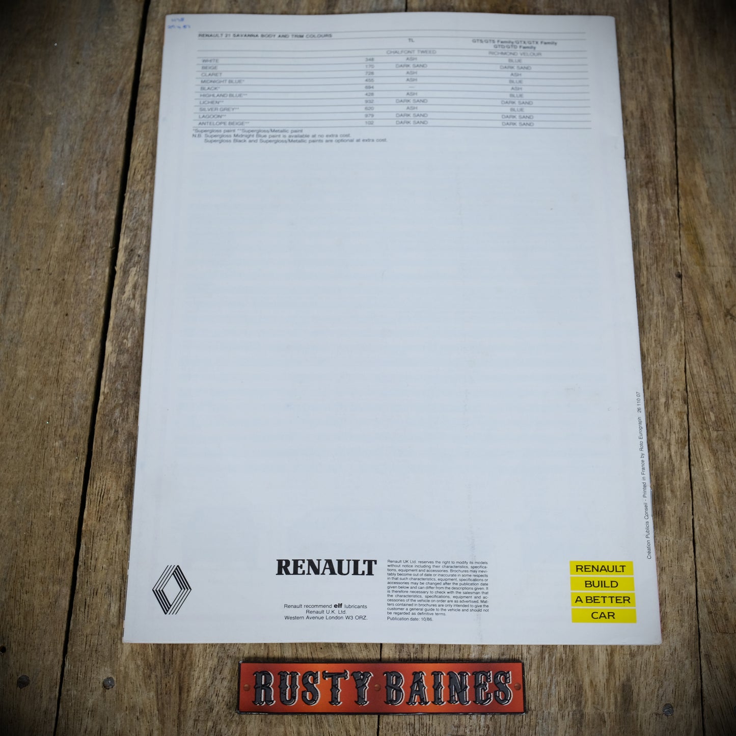 Car Sales Brochure Renault 21 Savanna, 1986